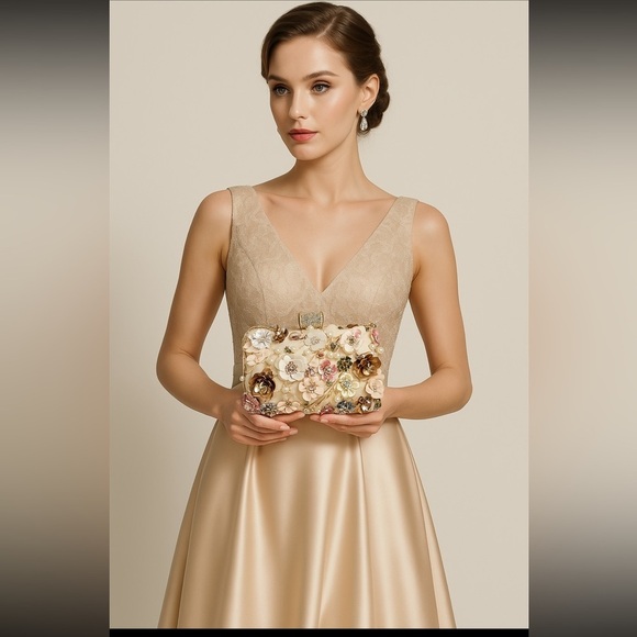Colorful Floral Evening Clutch – Rhinestone-Embellished Handbag (Ship Today) - Picture 1 of 8